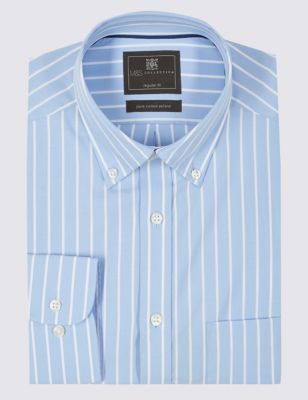 Pure Cotton Striped Easy to Iron Oxford Shirt